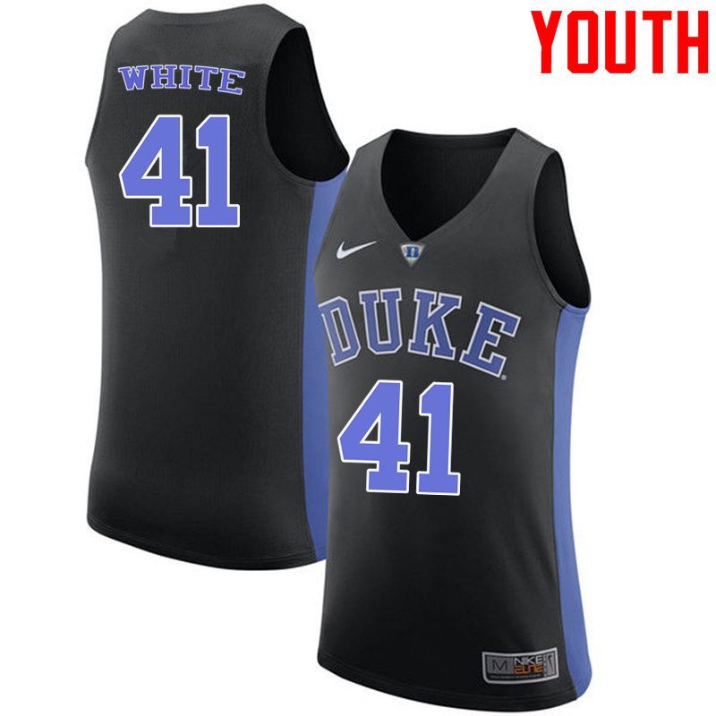 Youth #41 Jack White Duke Blue Devils College Basketball Jerseys-Black - Click Image to Close